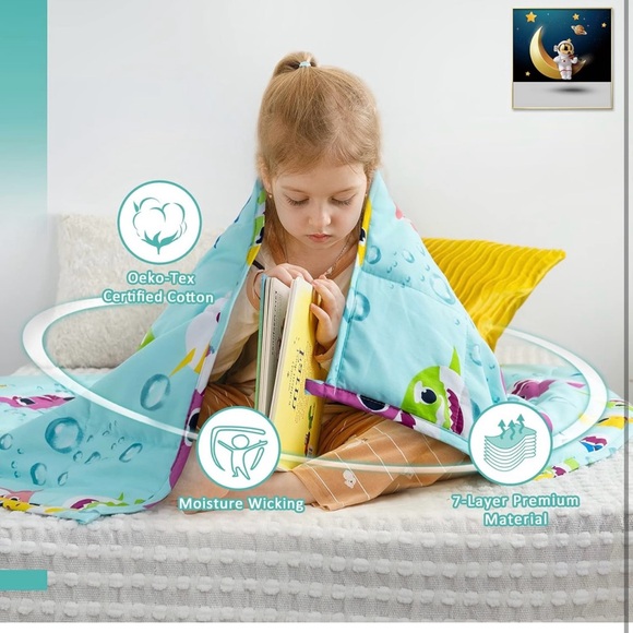 Sivio Weighted Blanket, Cotton Heavy Blanket, Little Shark Weighted Blanket 3 lb - Picture 2 of 5